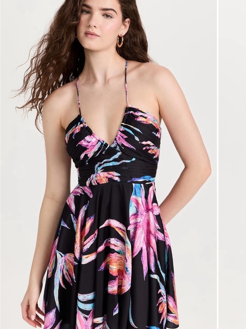 Rococo Sand Black Floral Midi Dress with Pink & Blue Tropical Print